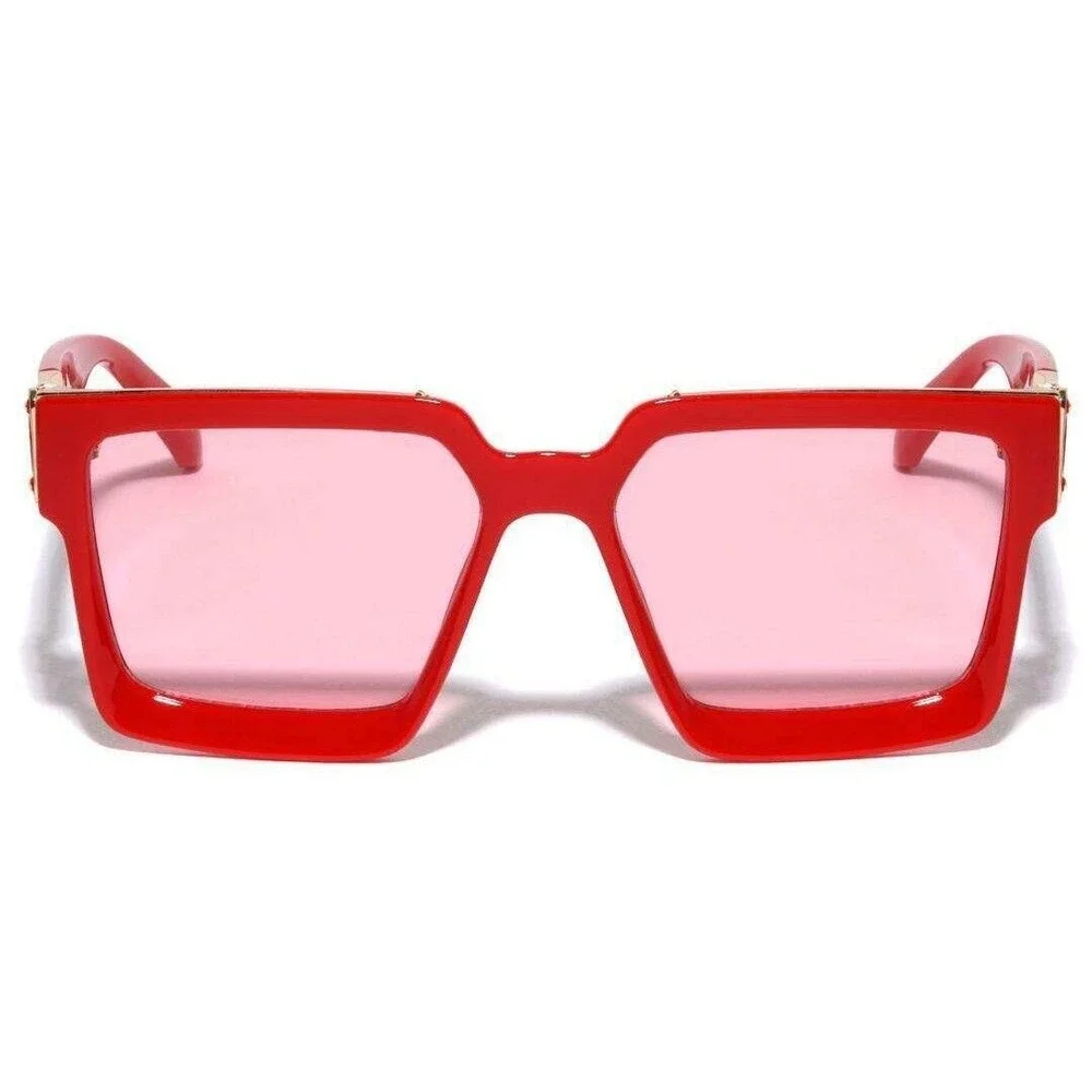 Red Sunglasses Fashion Designer Square Red Lens Luxury Beach Rojo Lentes Gafas‎